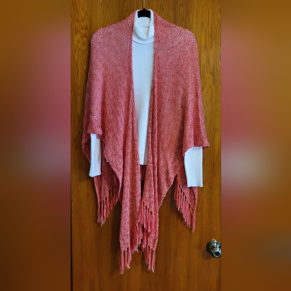 Coldwater Creek Orange Fringe Shawl